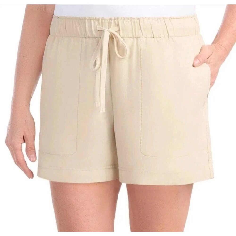 NEW Hilary Radley Women's XXL Tan Tencel Pull-On Shorts Mid Rise